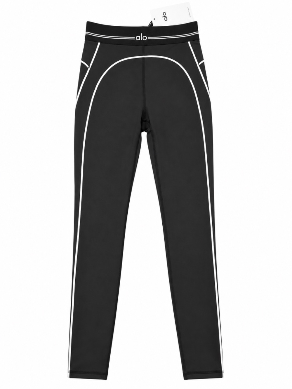 NWT Alo Yoga Airlift High-Waist Suit Up Leggings Black White Piping